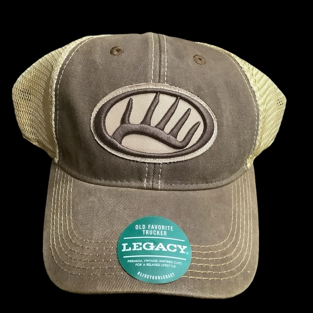 Legacy trucker hat. Deer antler embroidery. Light brown & tan. Adjustable. NWT